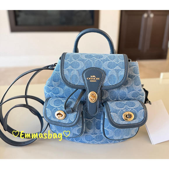 Coach Hadley Backpack In Signature Denim CDB95 denim/Gold/Indigo main image 9